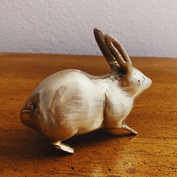 SOLD Vintage Solid Brass Bunny Rabbit Paper Weight